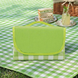 Green Gingham Waterproof Picnic Blanket