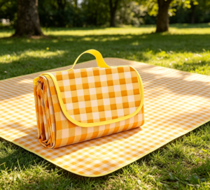 Orange Plaid Extra Large Picnic Mat