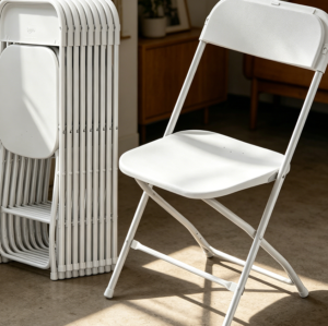 Ten-Pack White Plastic Folding Chairs