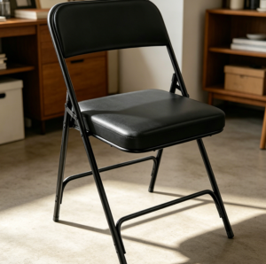 Single Black Padded Folding Chair