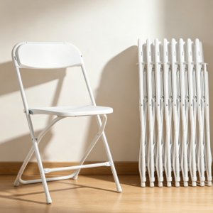 Ten-Pack White Plastic Stackable Chairs