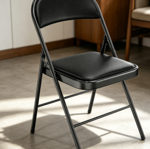 Single Black PU Leather Folding Chair
