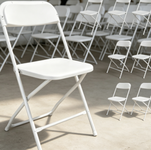 Ten-Pack White Plastic Party Folding Chairs