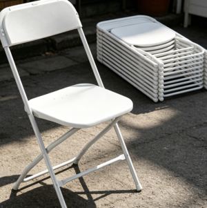 Ten-Pack White Plastic Event Folding Chairs