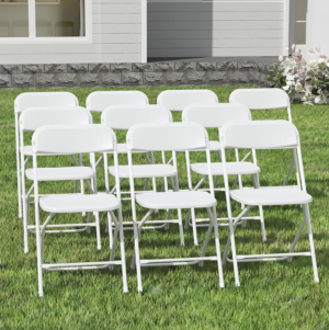 Ten-Pack Lightweight White Folding Chairs