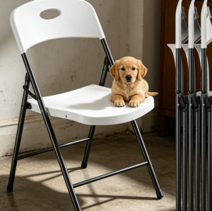 Four-Pack White Outdoor Folding Chairs