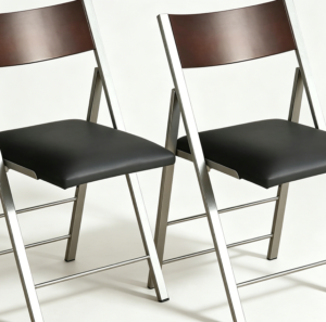 Two-Pack Black Leather Folding Chairs