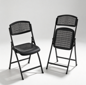 Single Black Mesh Folding Chair