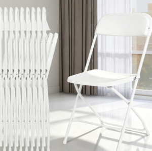 Ten-Pack White Plastic Non-Slip Folding Chairs