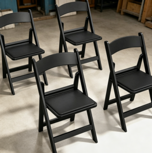 Four-Pack Black Resin Padded Folding Chairs